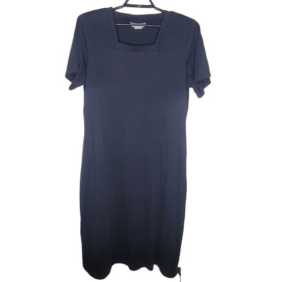 Silhouettes Black Short Sleeve Square Neck Shoulder Pads Dress Size 1X - Picture 1 of 6